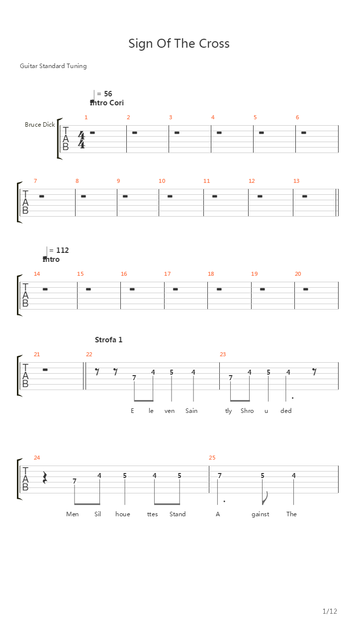 Sign Of The Cross吉他谱