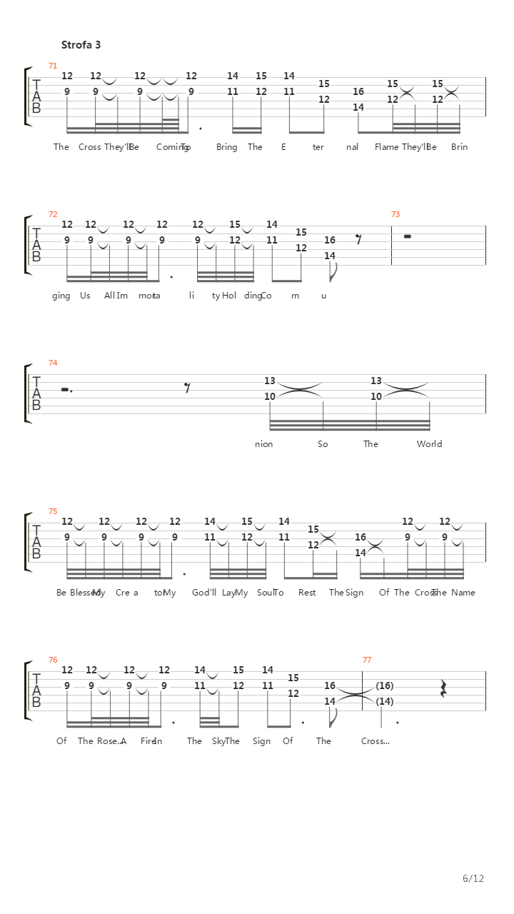 Sign Of The Cross吉他谱