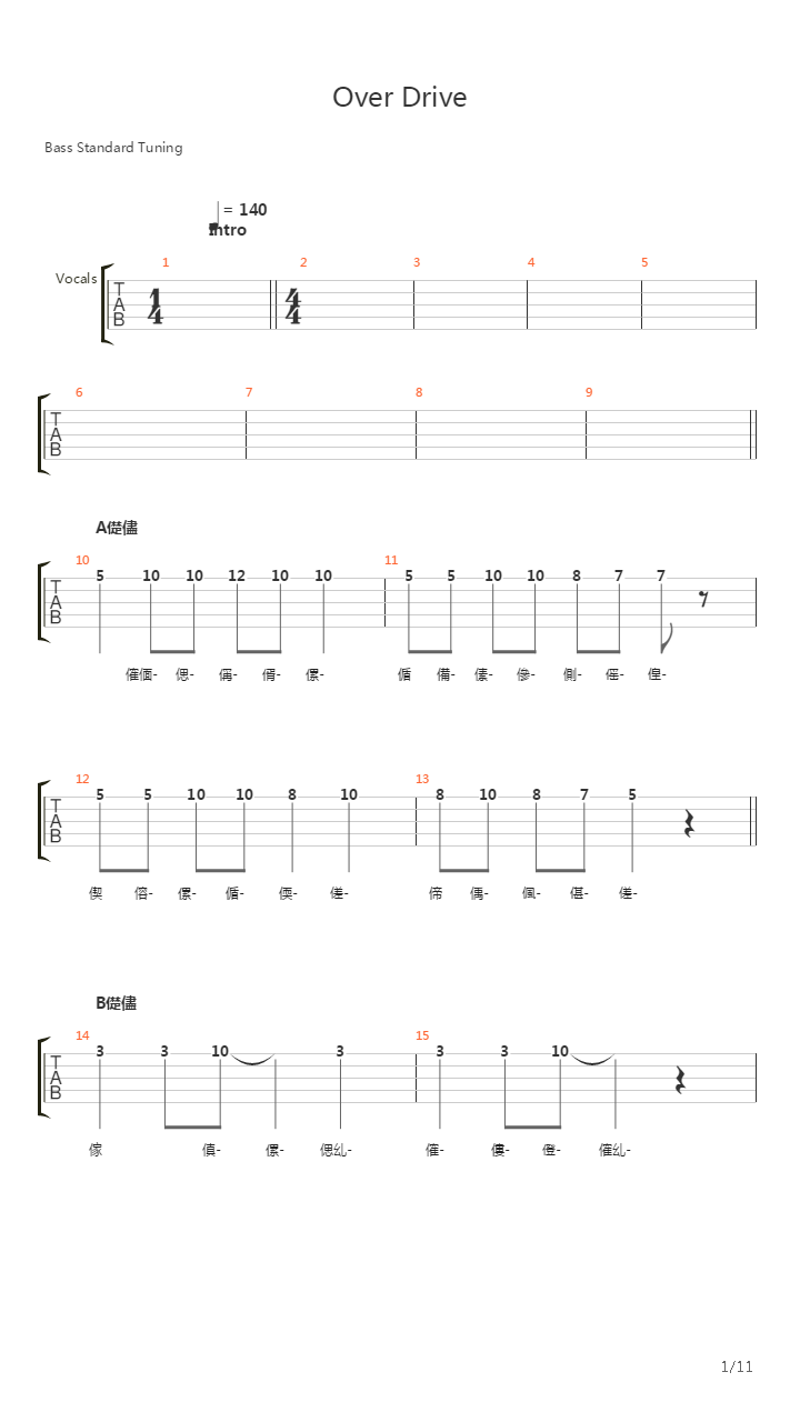 Over Drive吉他谱