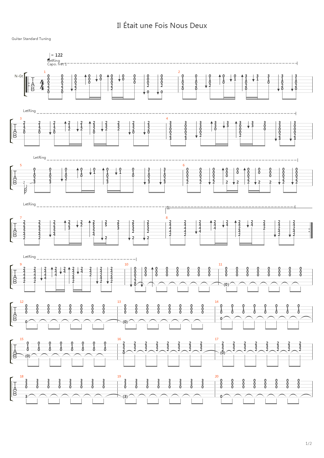 Il Etait Une Fois Nous Deux吉他谱