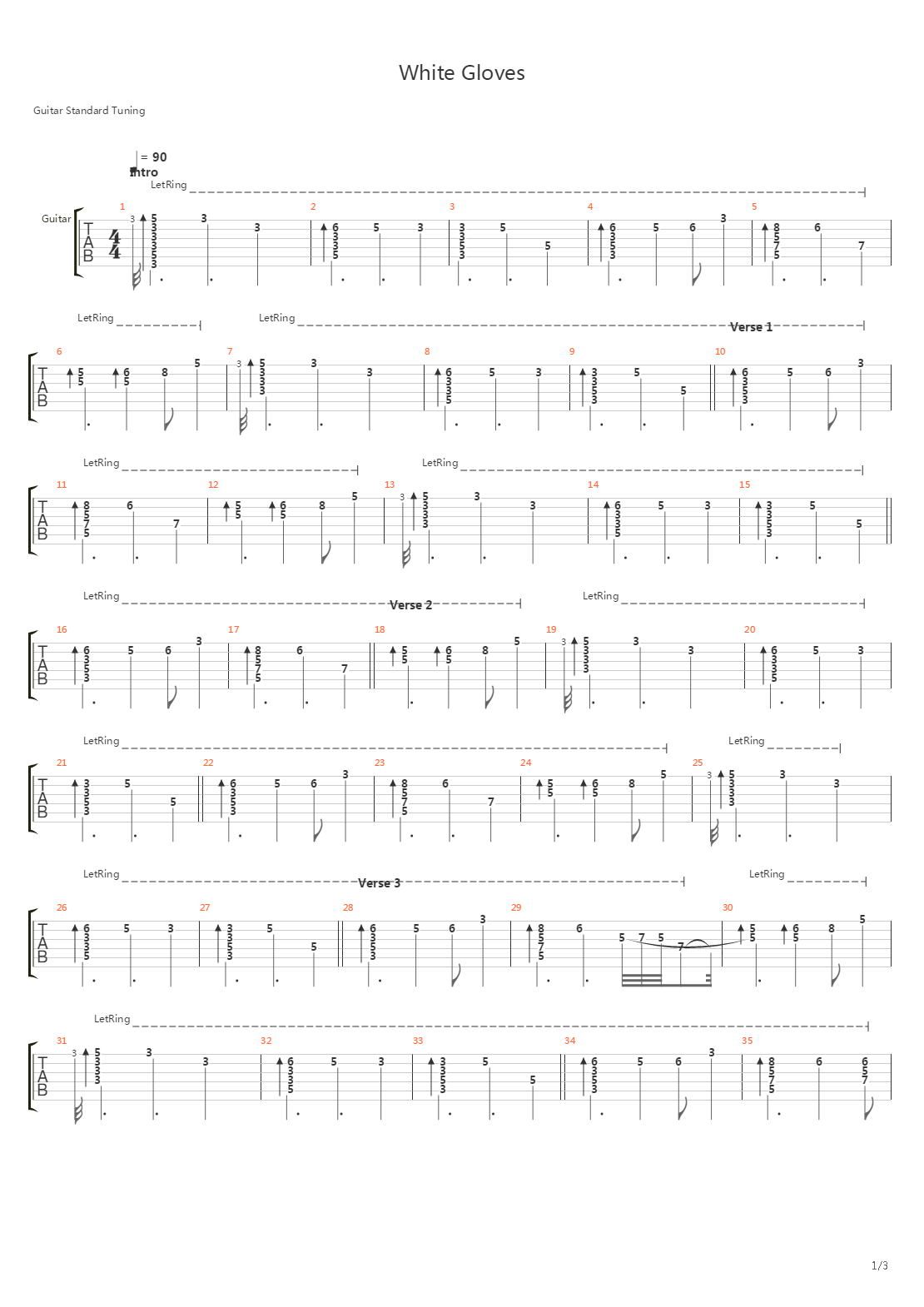 White Gloves吉他谱