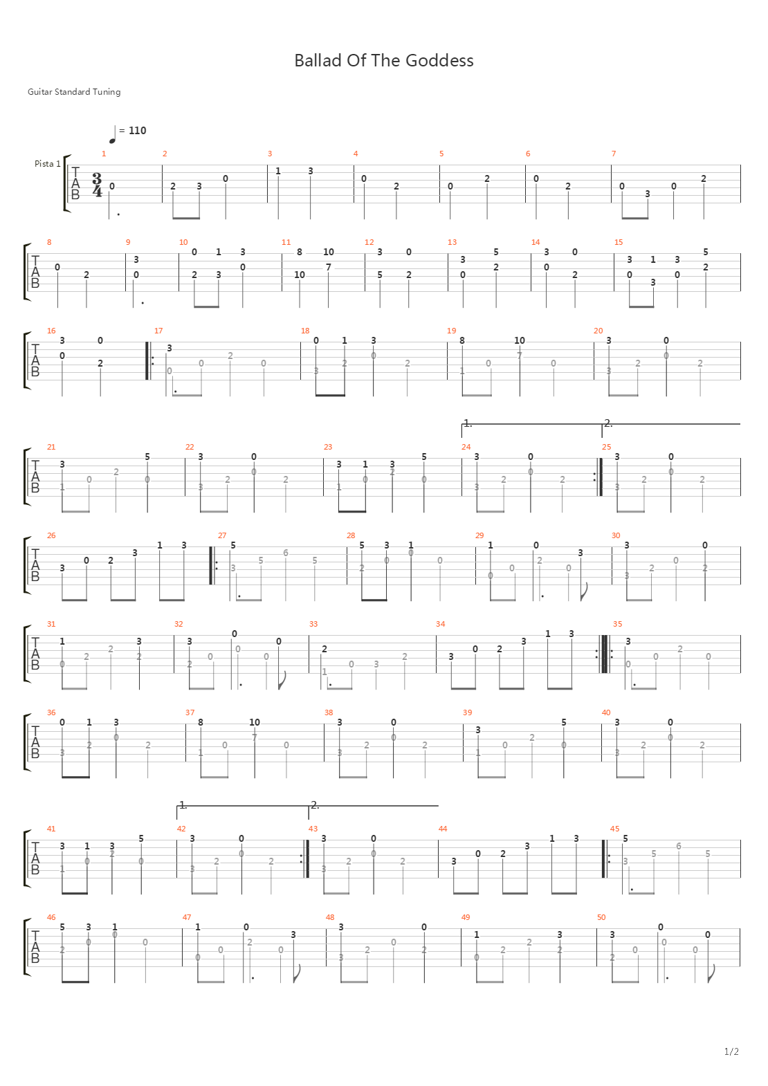 Ballad Of The Goddess吉他谱