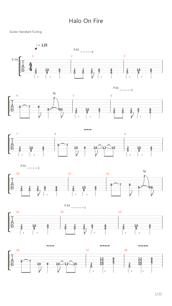Halo On Fire吉他谱