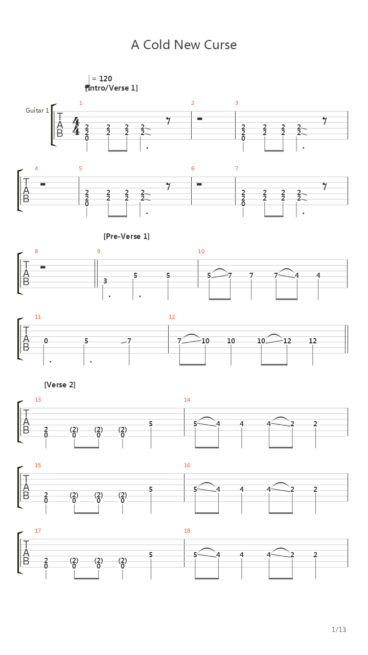 A Cold New Curse吉他谱