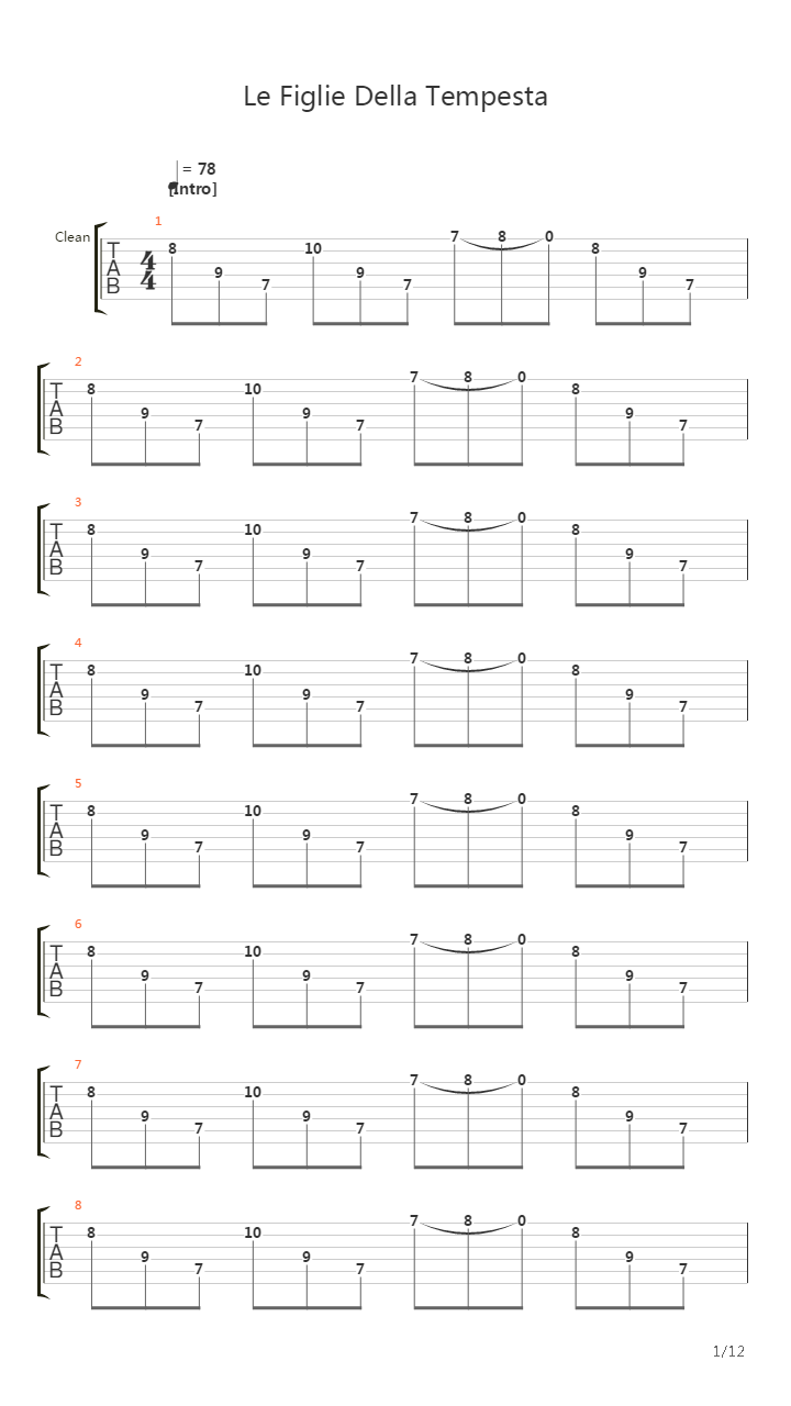 Le Figlie Della Tempesta吉他谱