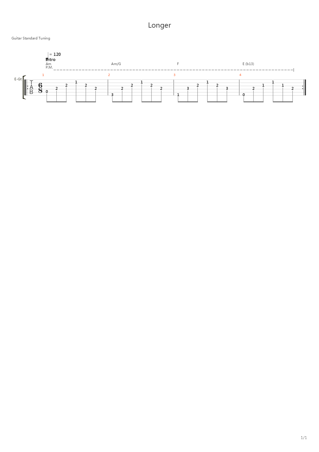 Longer吉他谱