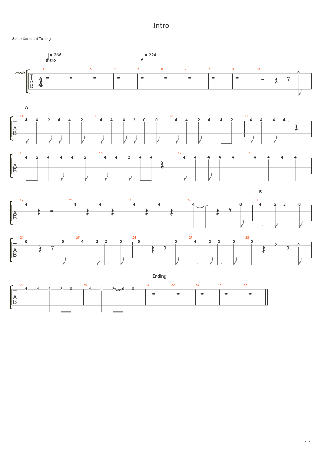 Intro吉他谱