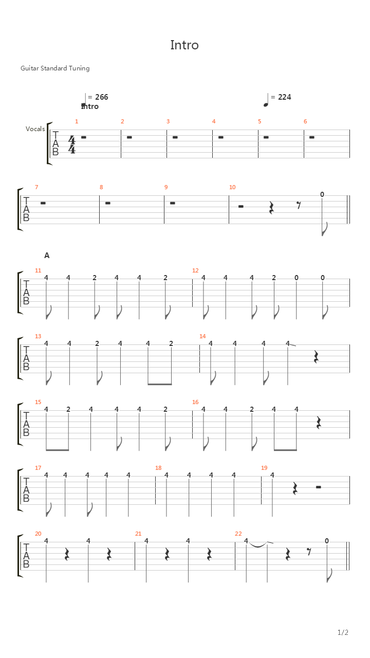 Intro吉他谱