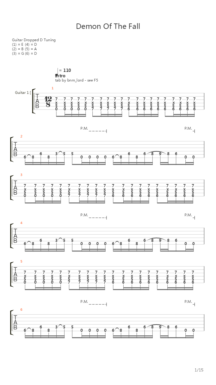 Demon Of The Fall吉他谱