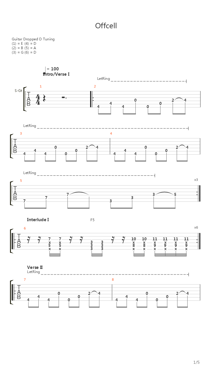Offcell吉他谱