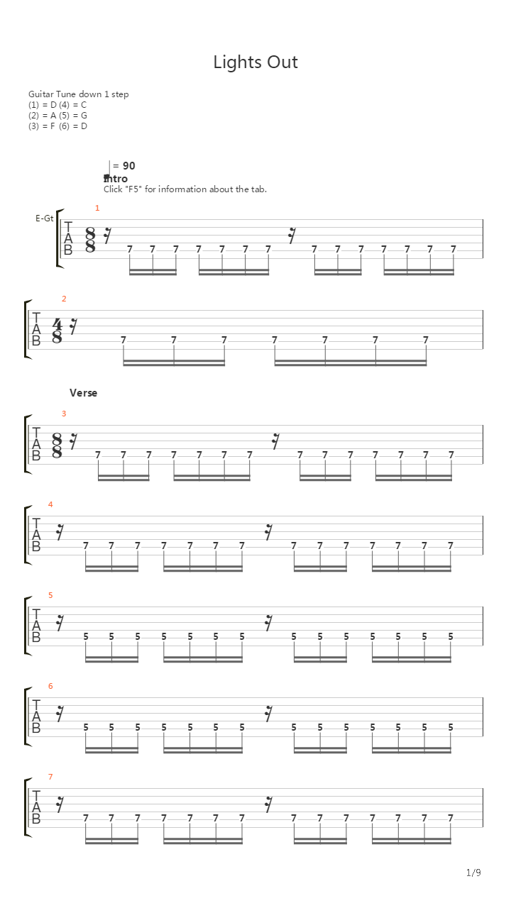 Lights Out吉他谱