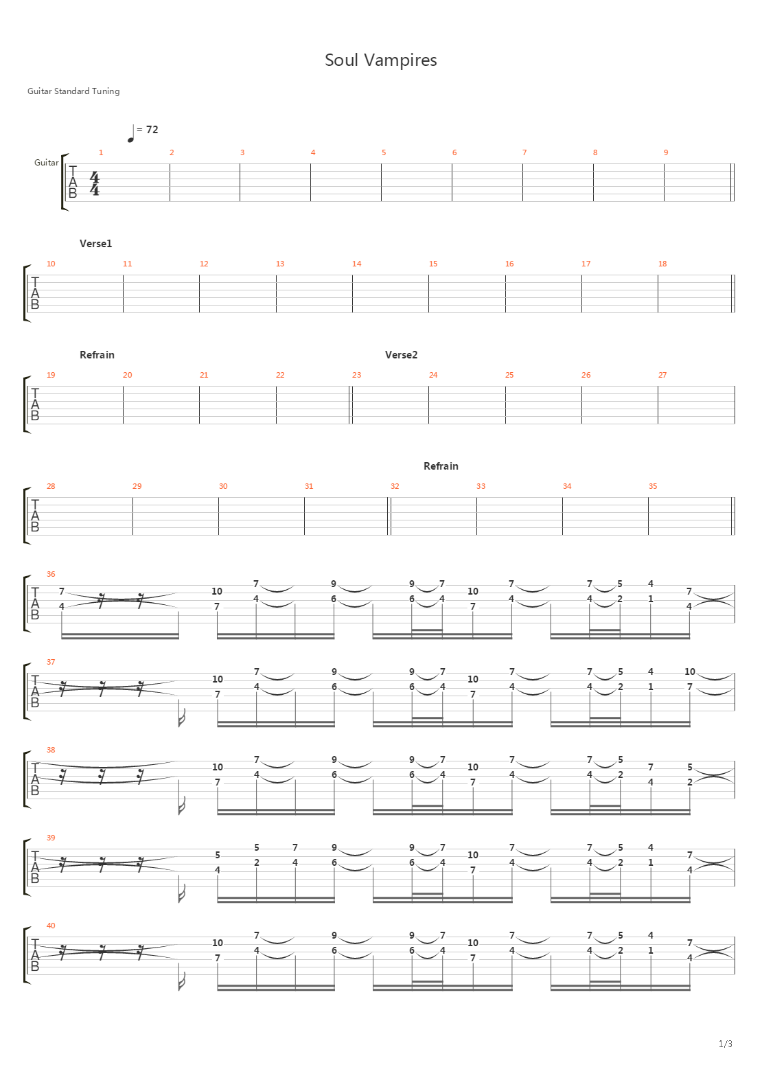 Soul Vampires吉他谱