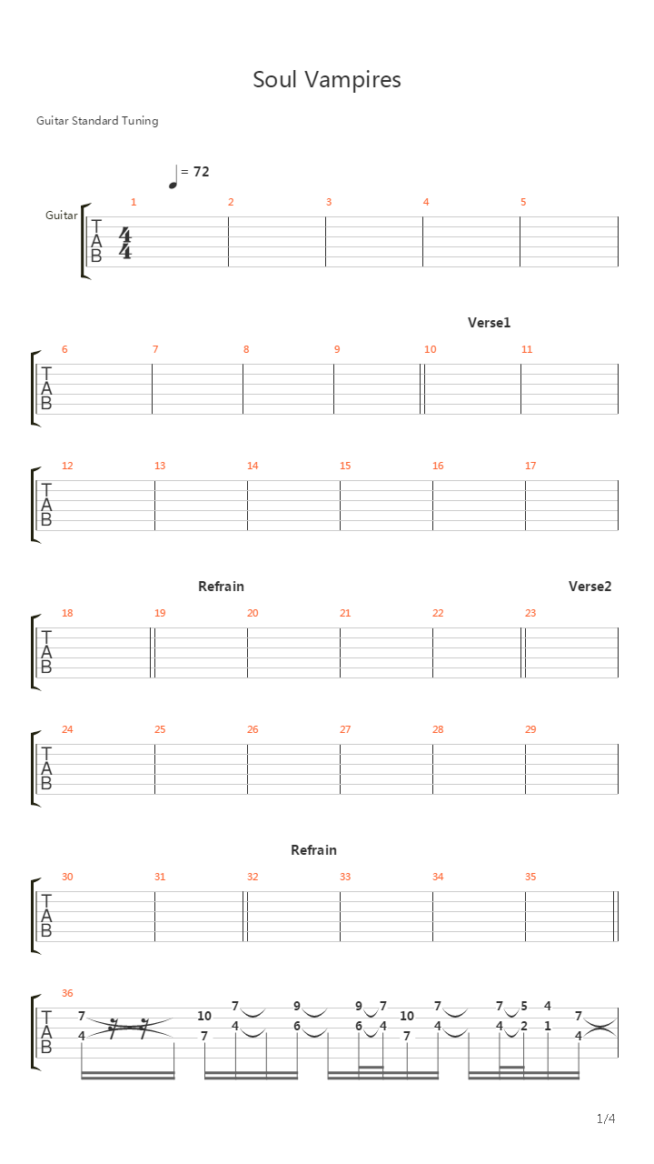 Soul Vampires吉他谱