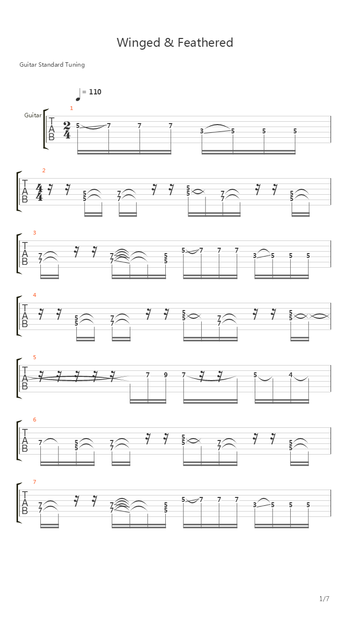 Winged And Feathered吉他谱