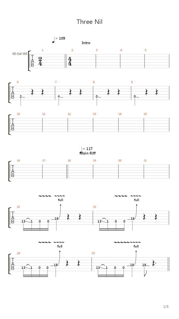 Three Nil吉他谱