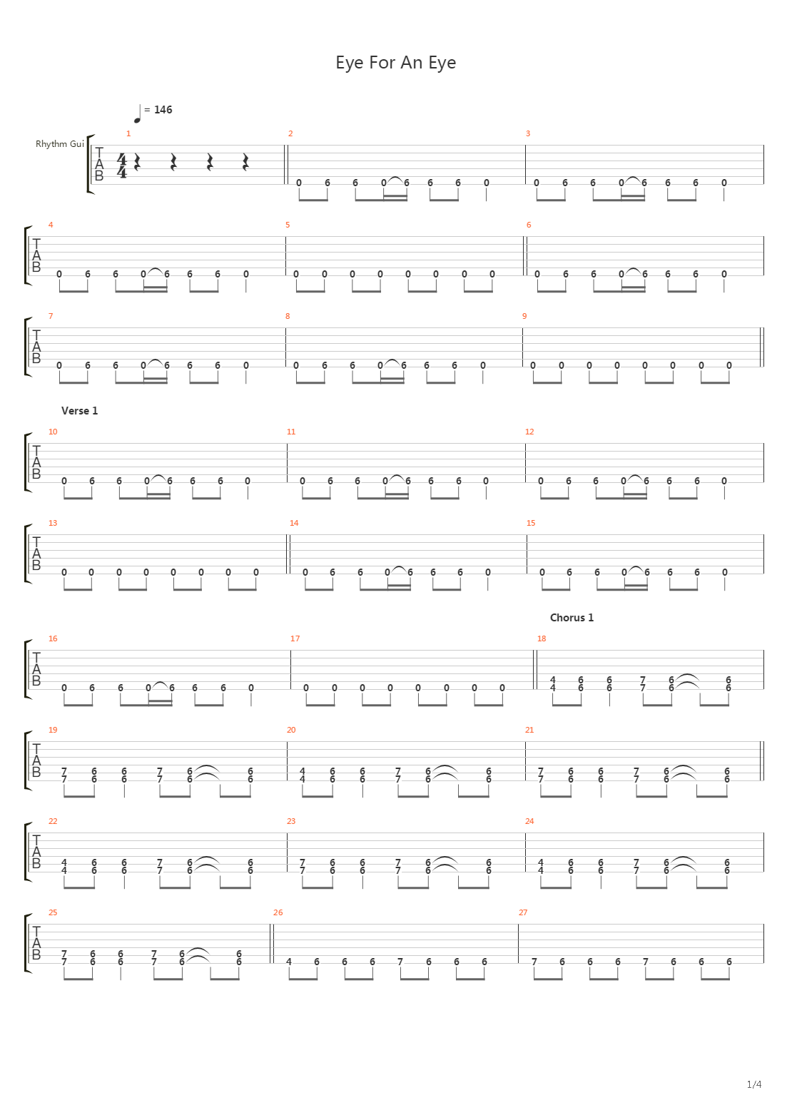 Eye For An Eye吉他谱