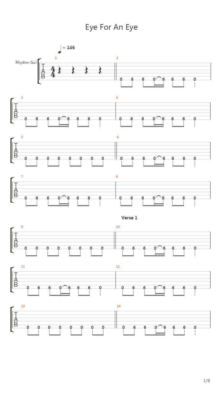 Eye For An Eye吉他谱
