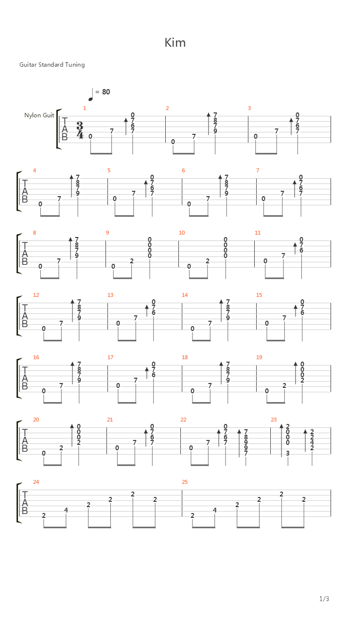 Kim吉他谱