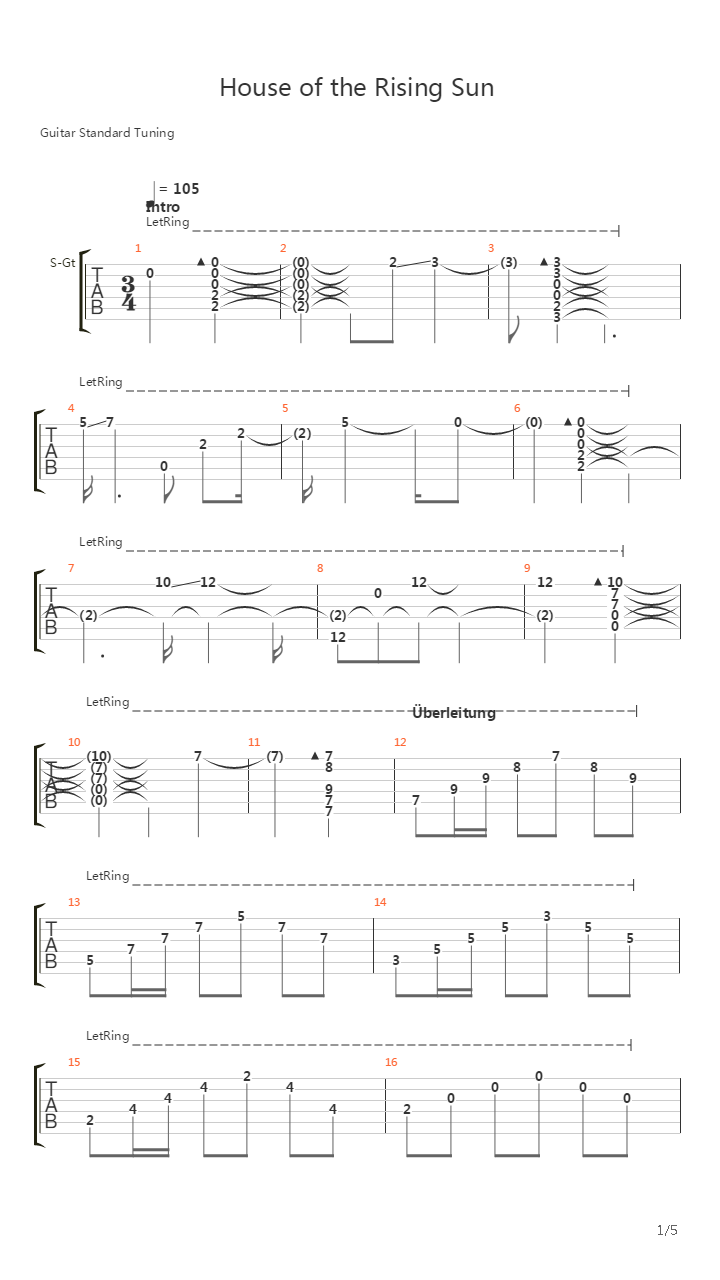 House Of The Rising Sun吉他谱
