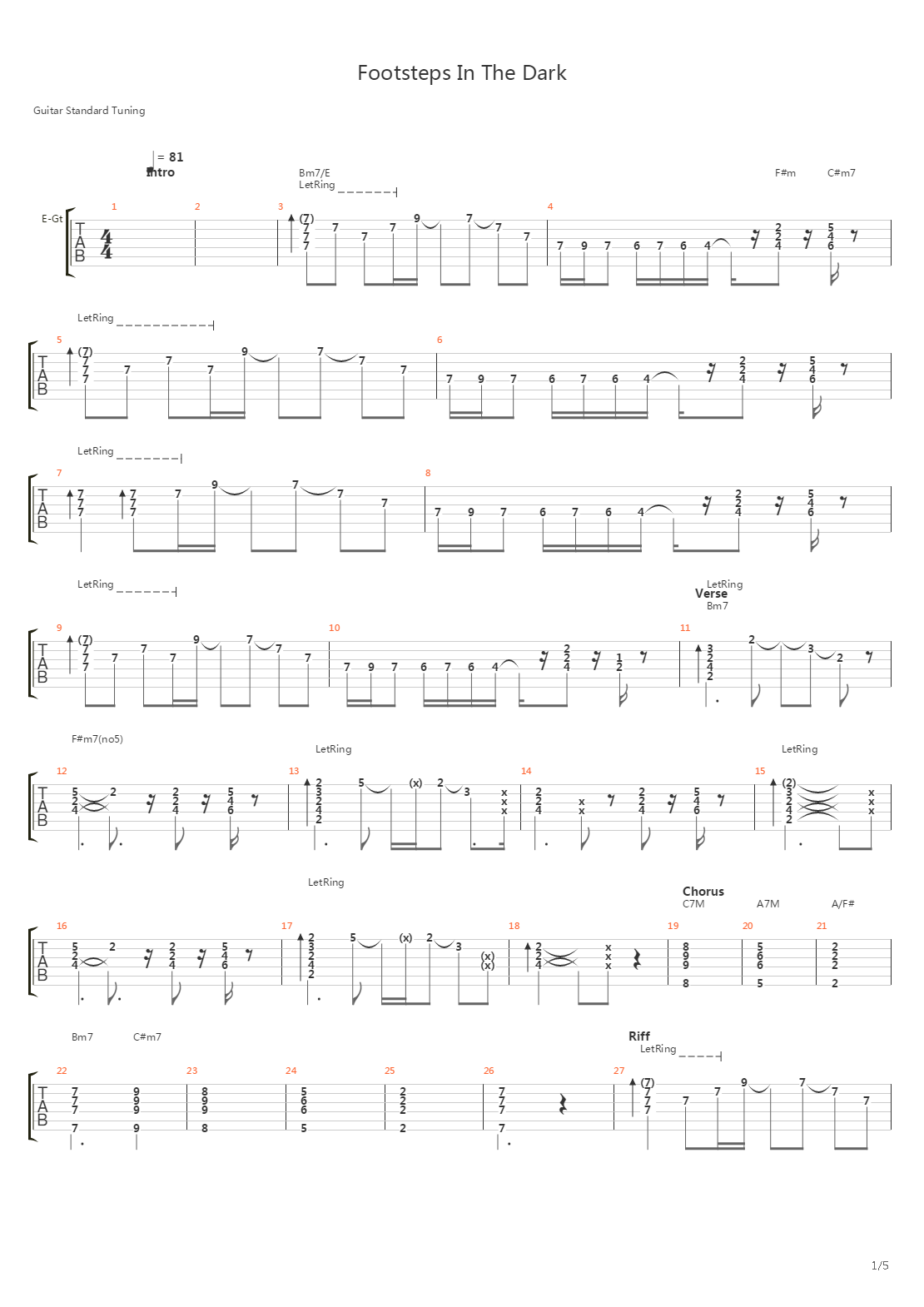 Footsteps In The Dark吉他谱