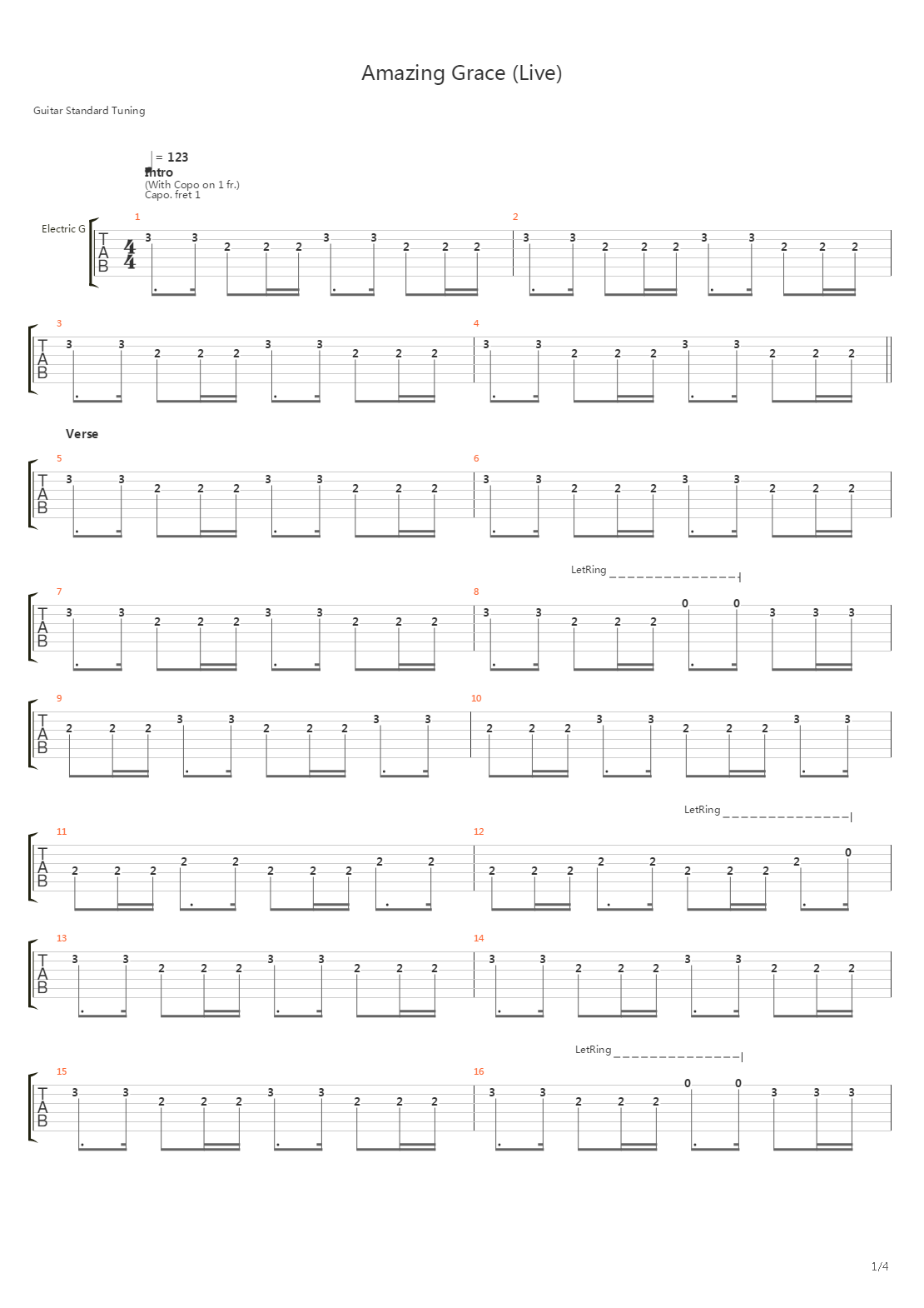 Amazing Grace吉他谱