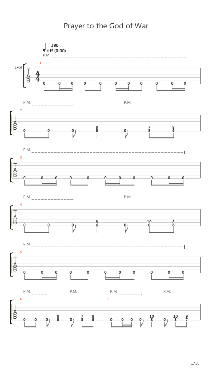 Prayer To The God Of War吉他谱