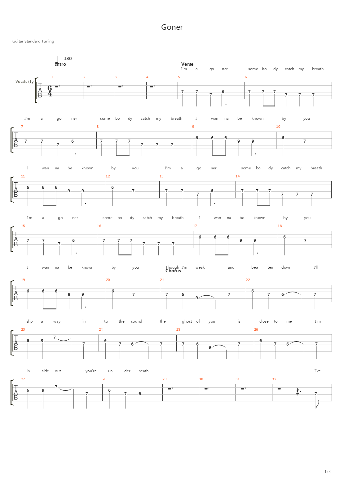 Goner吉他谱