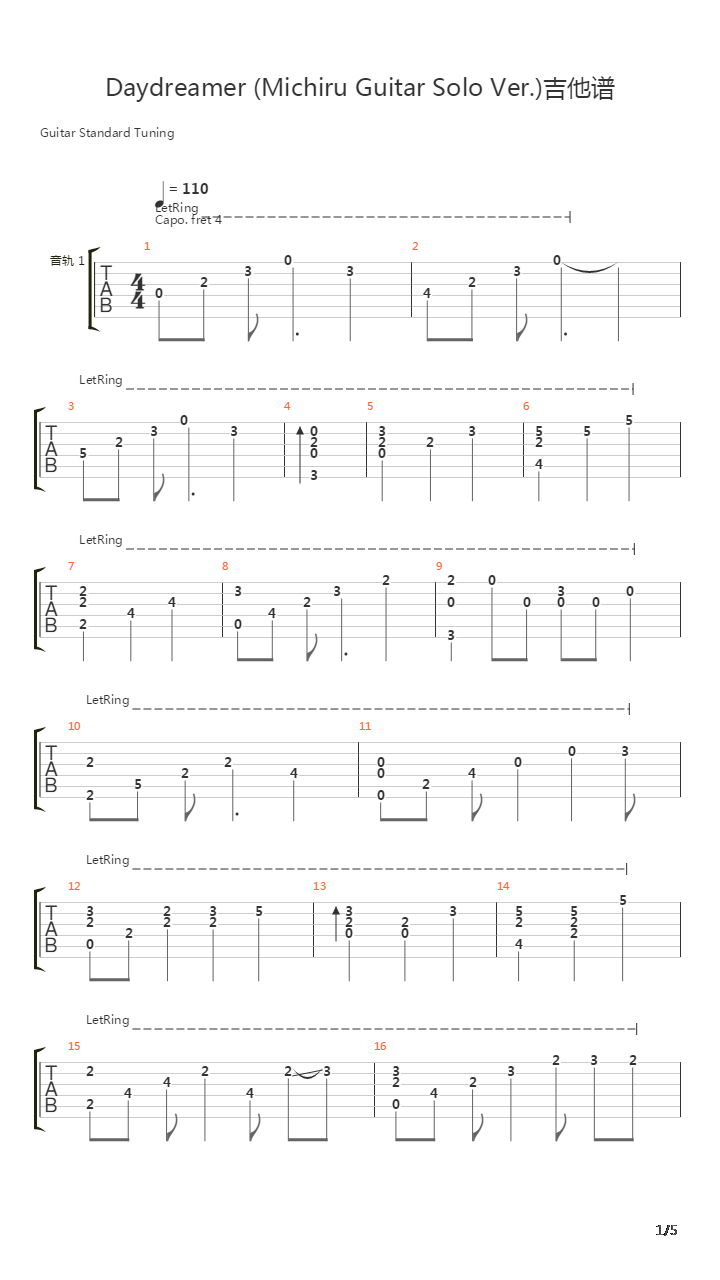 Daydreamer (Michiru Guitar Solo Ver.)【《路人女主的养成方法》第二季插曲】吉他谱