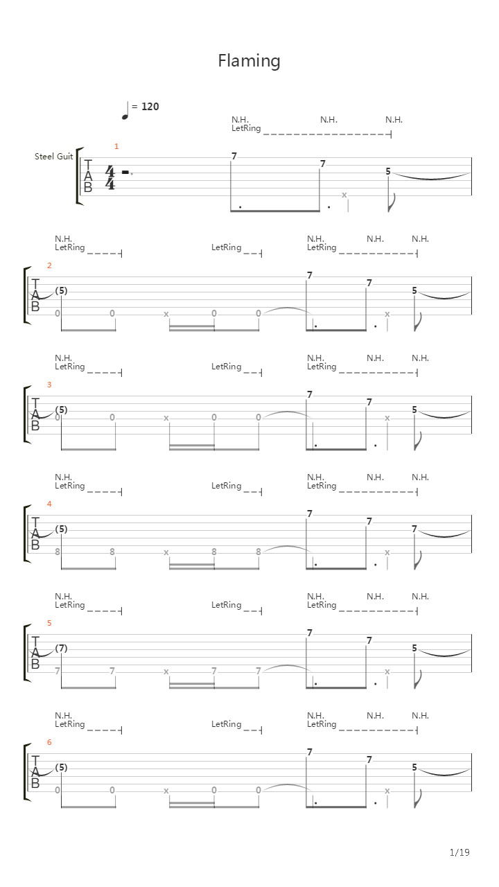 Flaming（部分修正）吉他谱