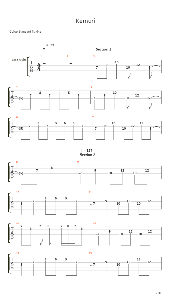 ケムリ(Kemuri 迷雾) (乐队改进版)吉他谱
