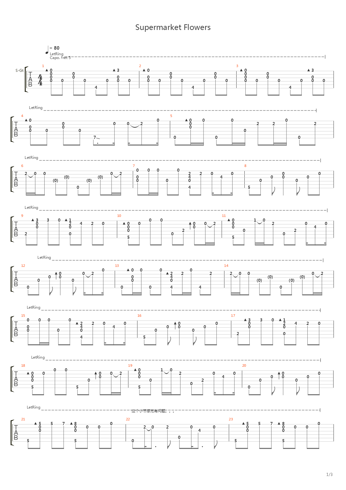 Supermarket Flowers吉他谱