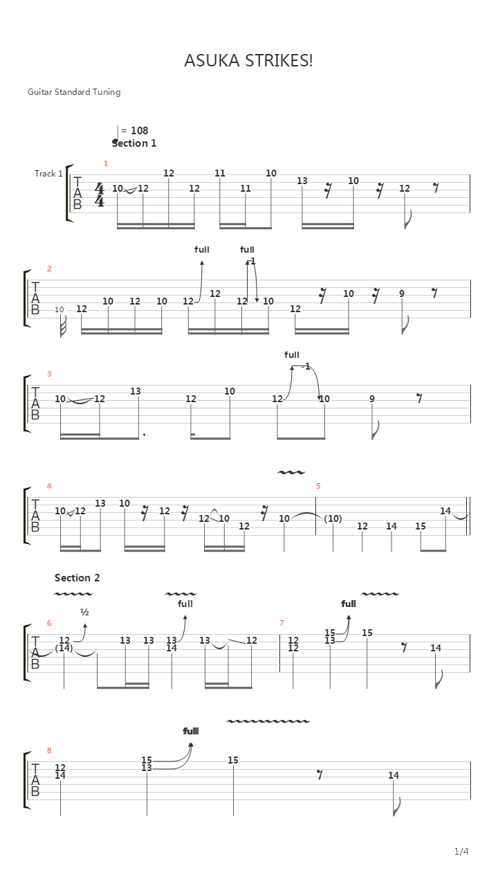 ASUKA STRIKES! 新世纪福音战士 明日香BGM 【独奏】吉他谱
