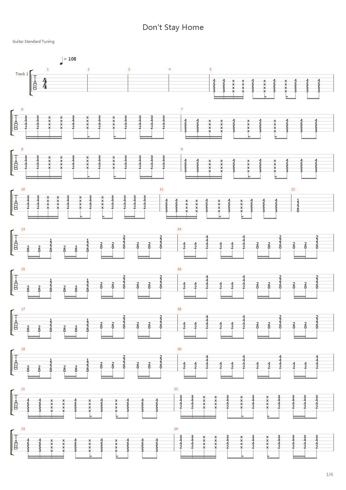 Dont Stay Home吉他谱