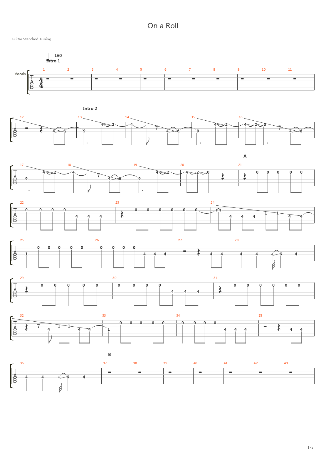 On A Roll吉他谱