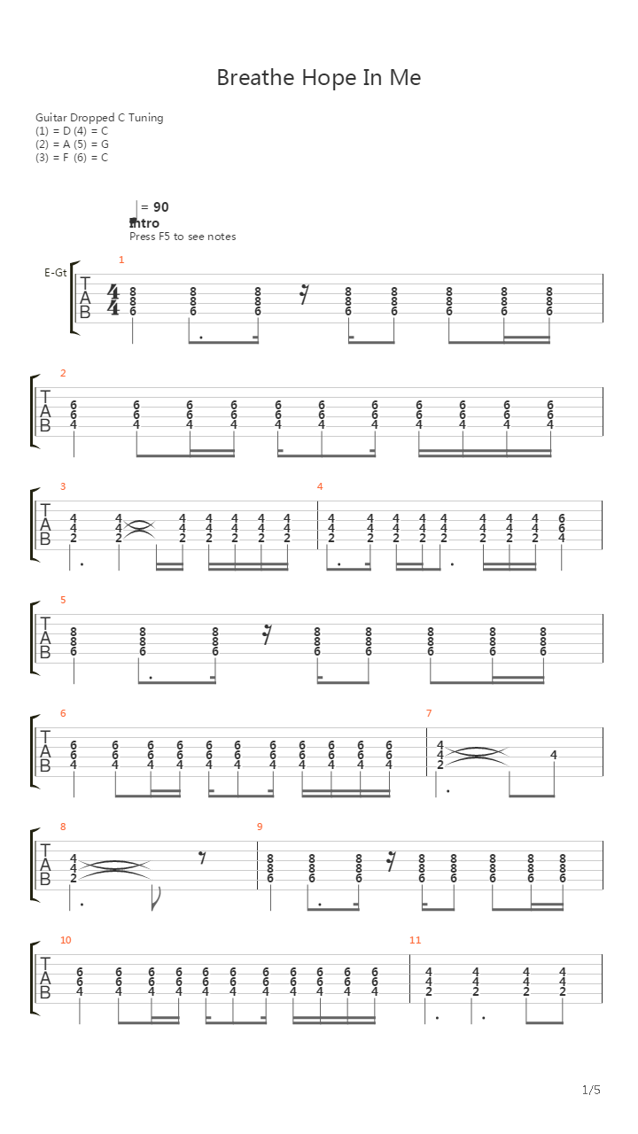 Breathe Hope In Me吉他谱