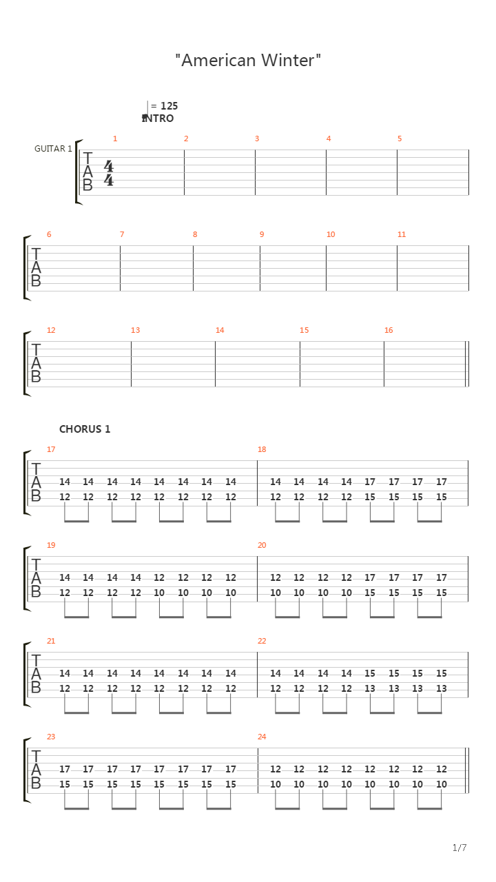 American Winter吉他谱