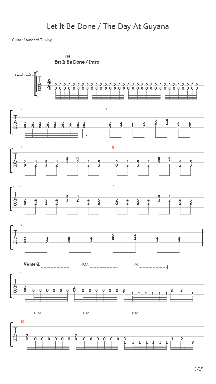 Let It Be Done The Day At Guyana吉他谱