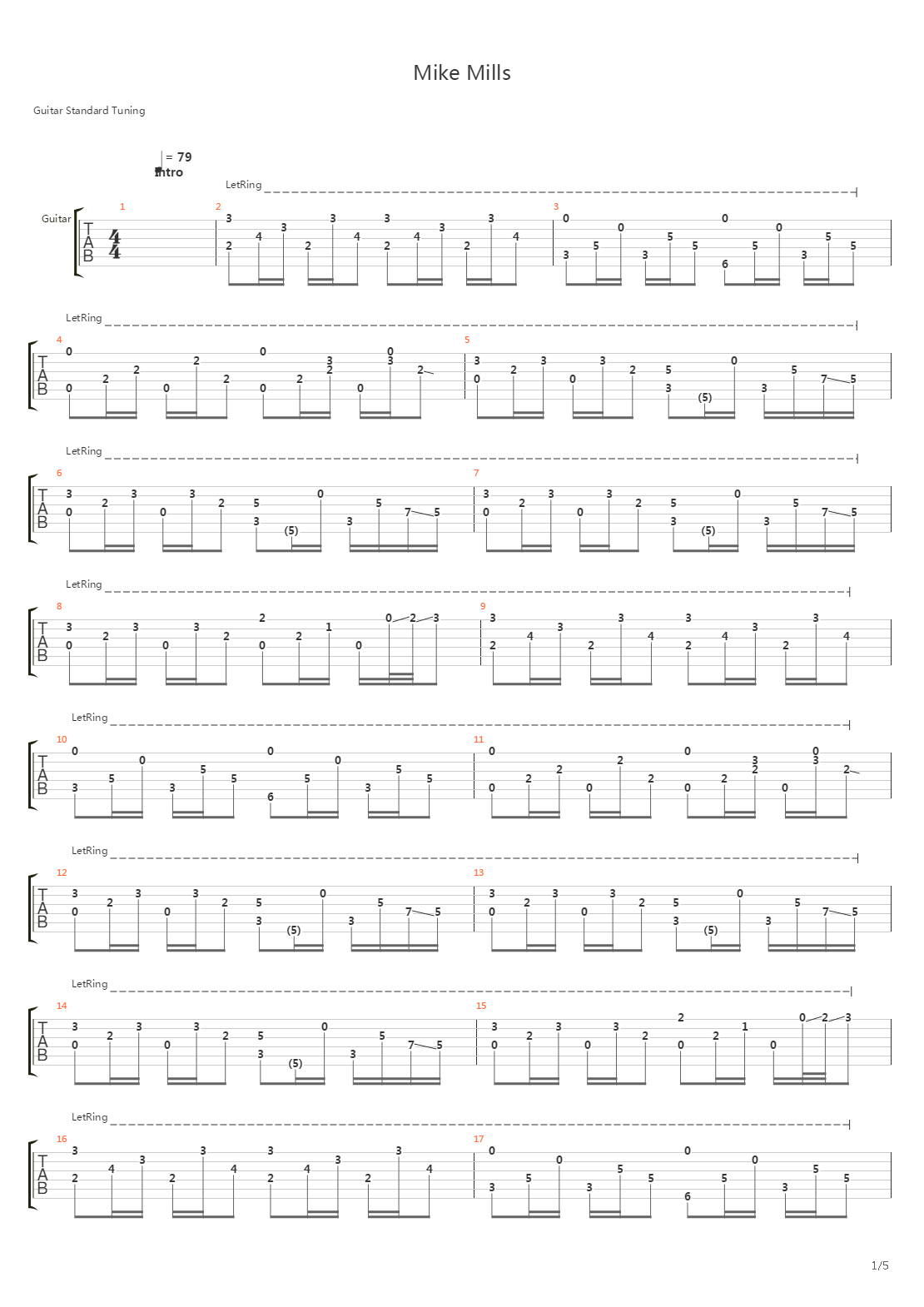 Mike Mills吉他谱