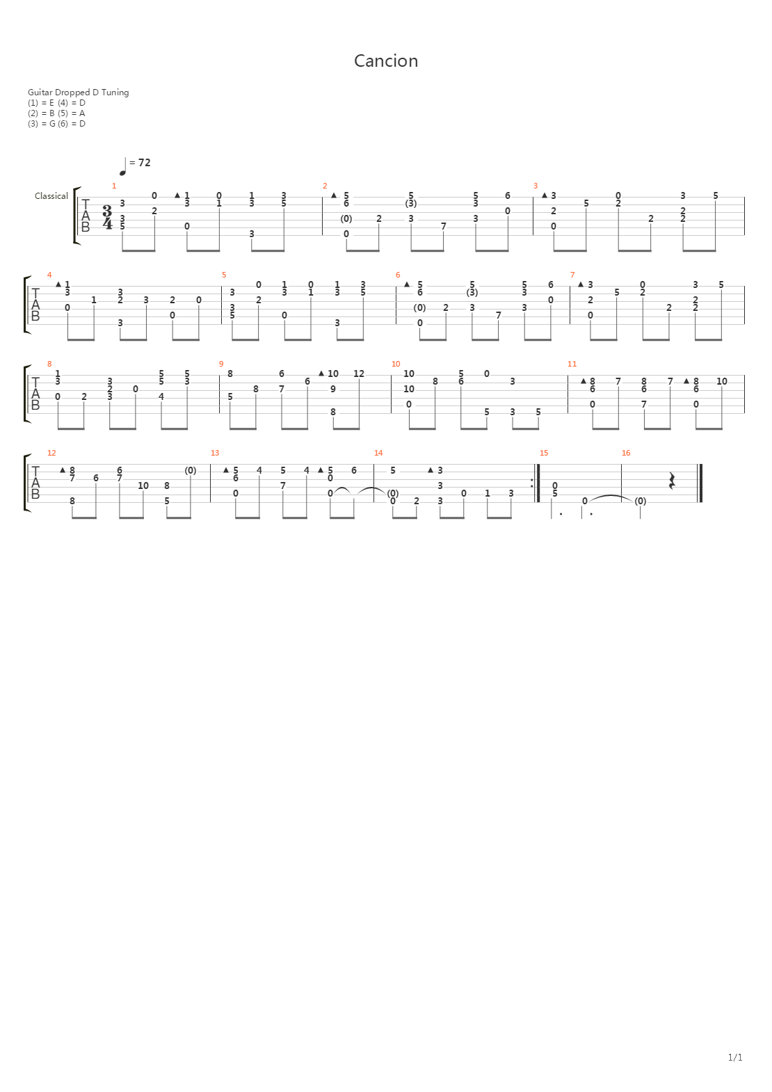 Cancion吉他谱