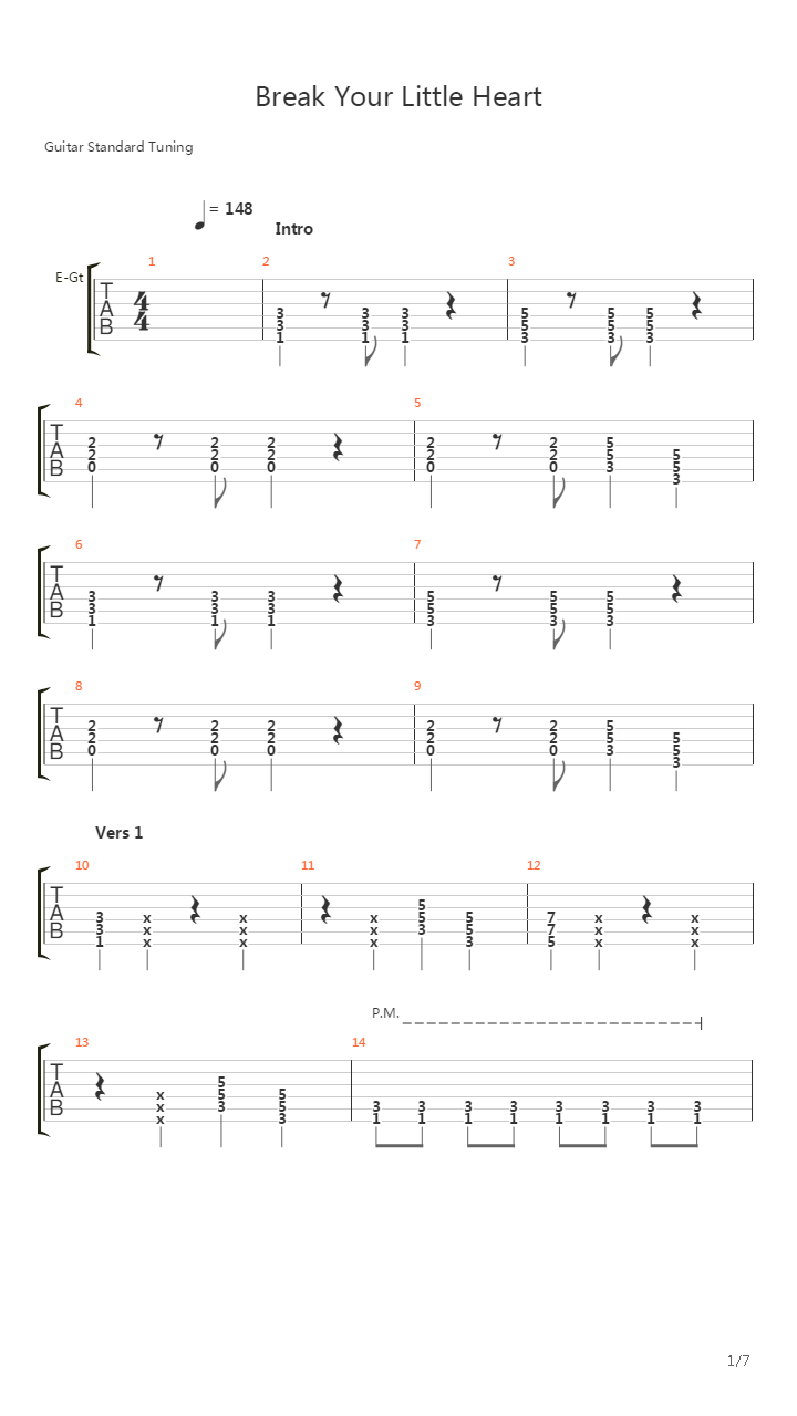 Break Your Little Heart吉他谱