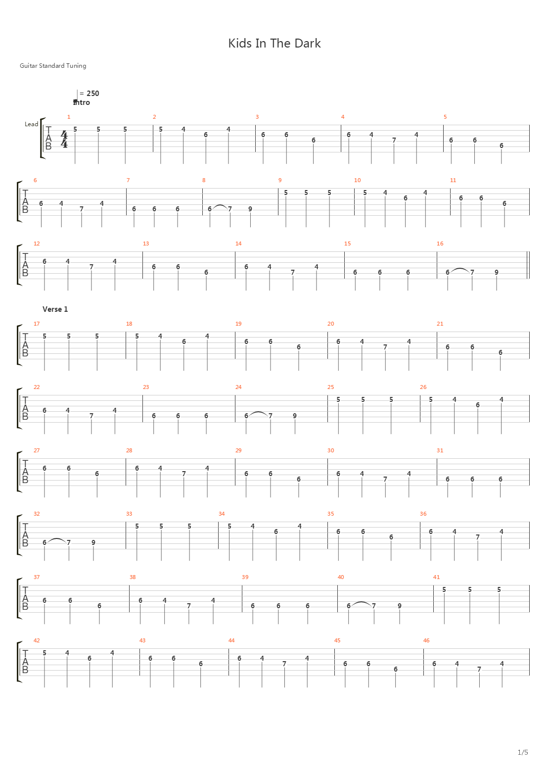 Kids In The Dark吉他谱
