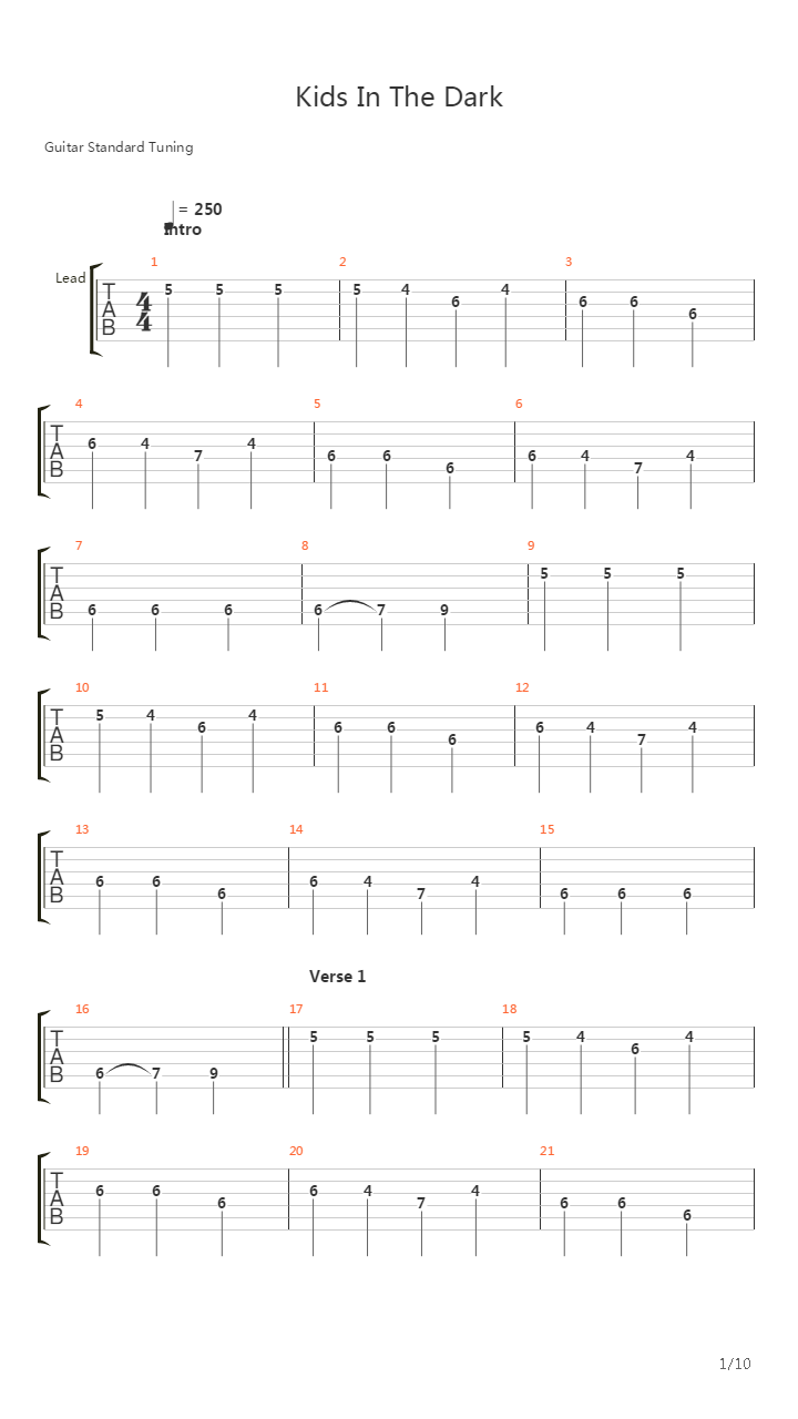Kids In The Dark吉他谱