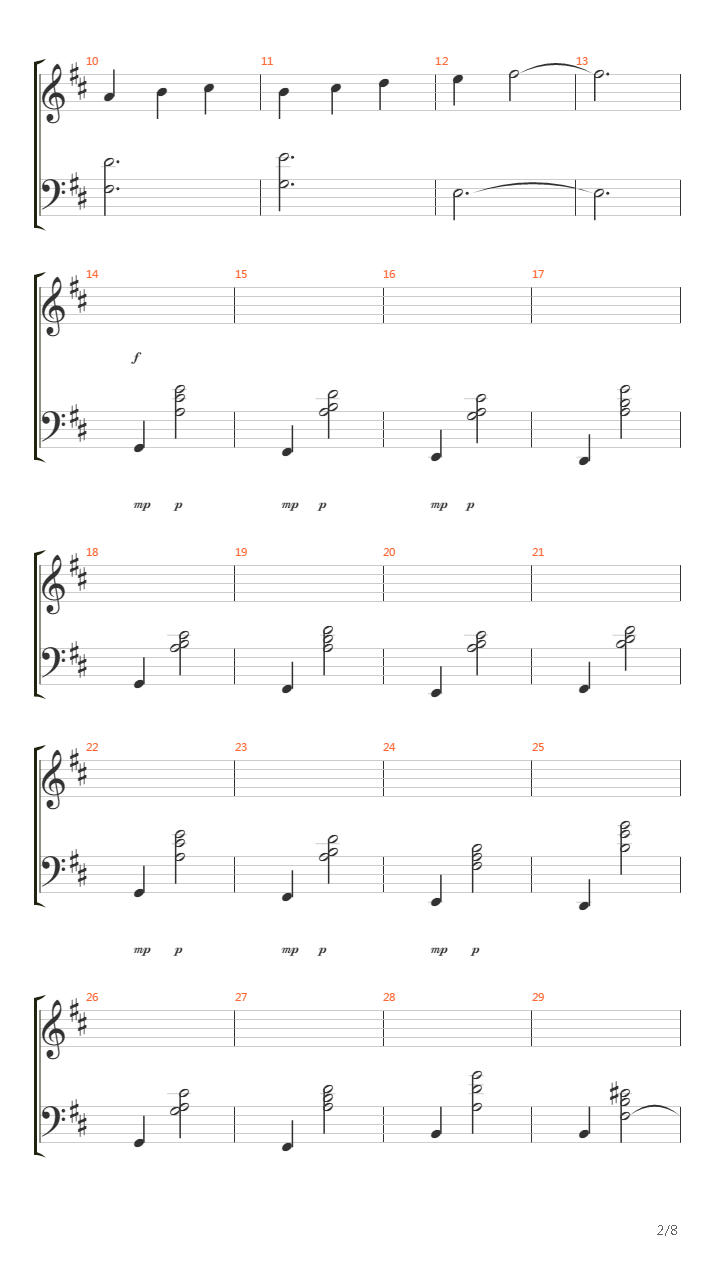 记忆 缘之空主题曲 (ヨスガノソラ メインテーマ)吉他谱