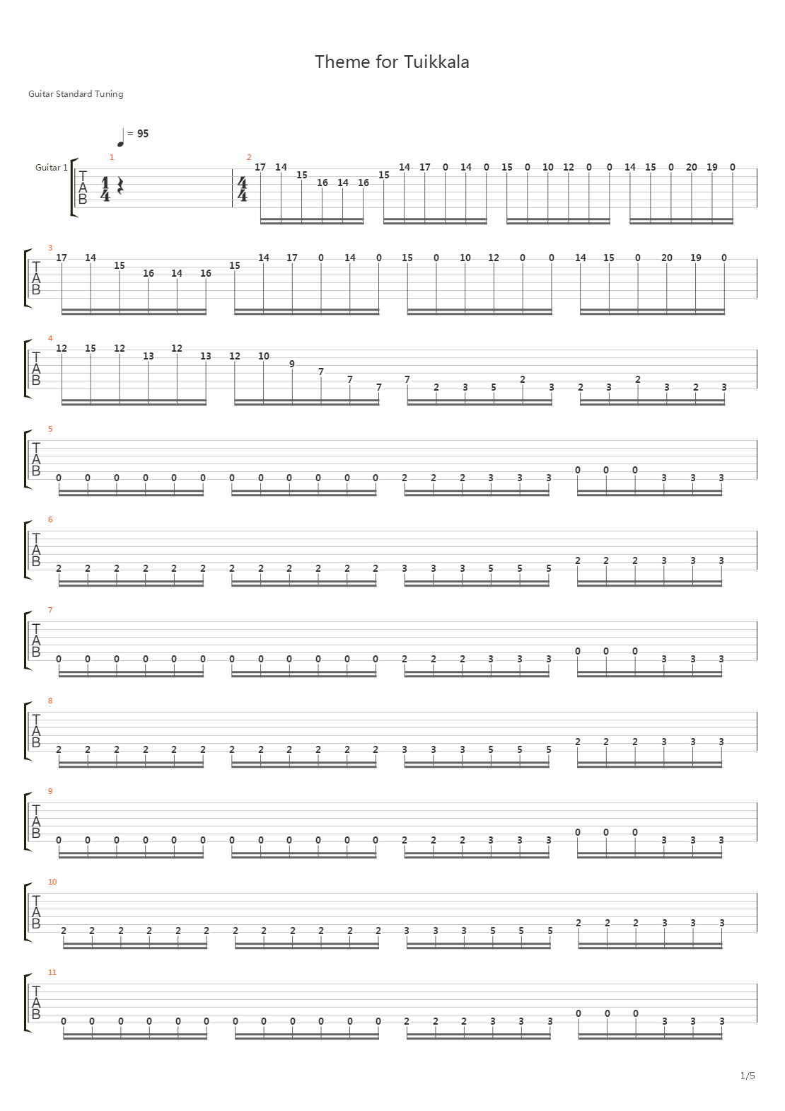 Theme For Tuikkala吉他谱