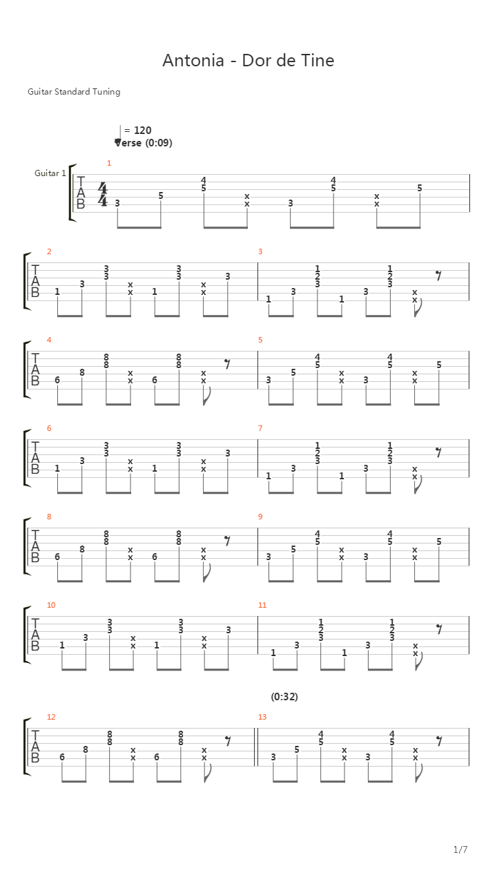 Dor De Tine吉他谱