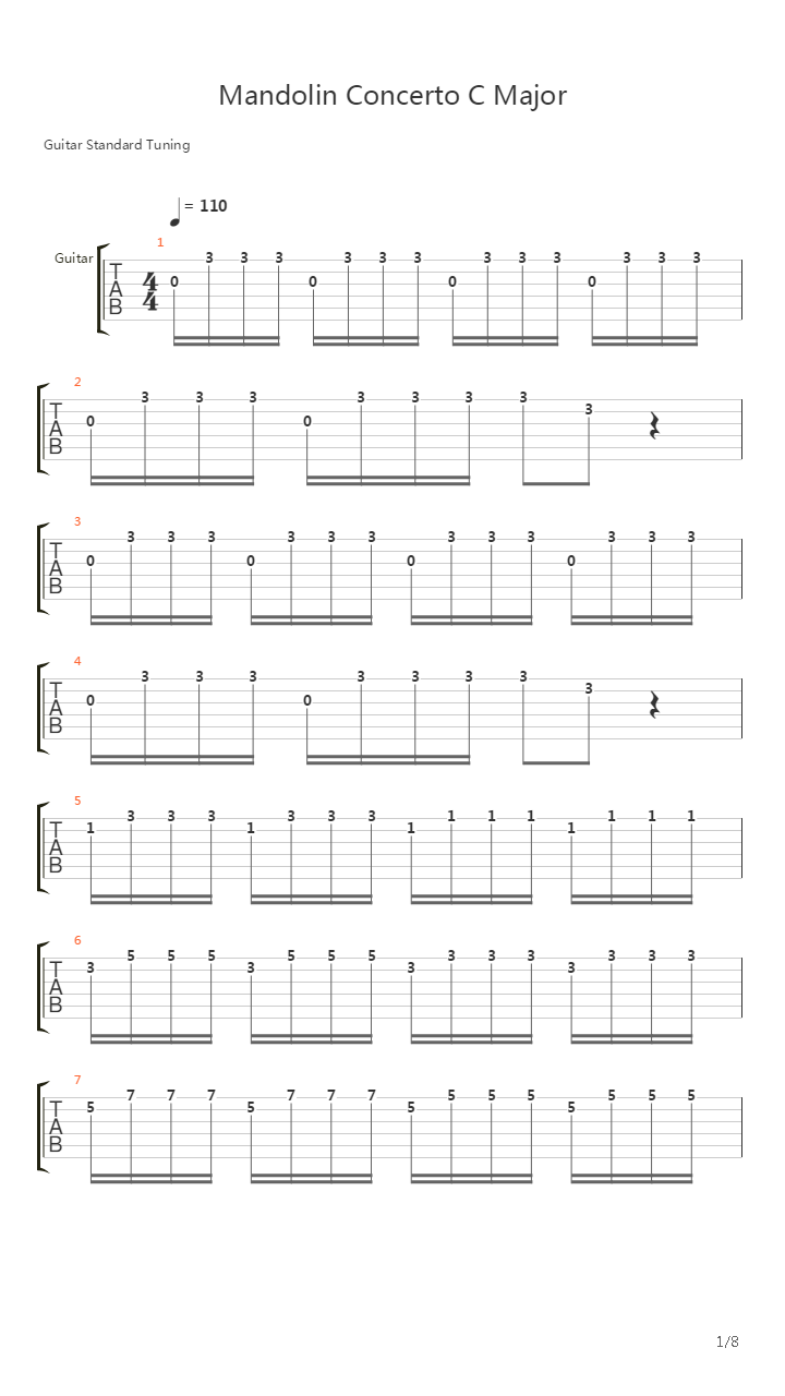 Concerto For Mandolin In C Major 1St Movement吉他谱