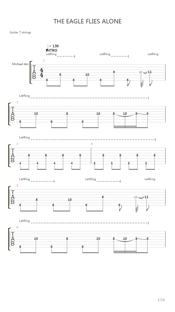 The Eagle Flies Alone吉他谱