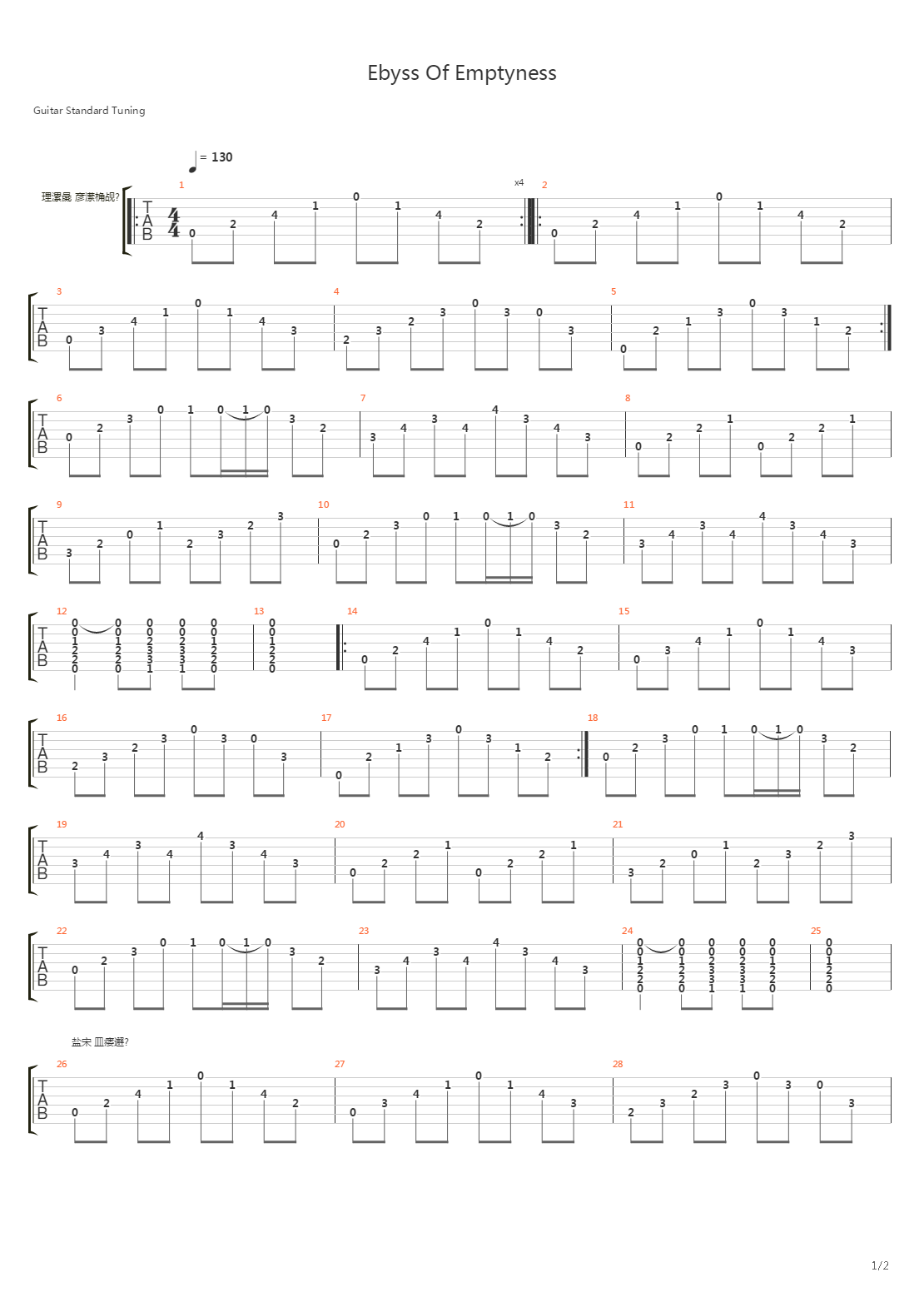 Abyss Of Emptiness吉他谱