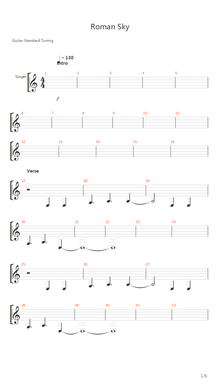 Roman Sky吉他谱