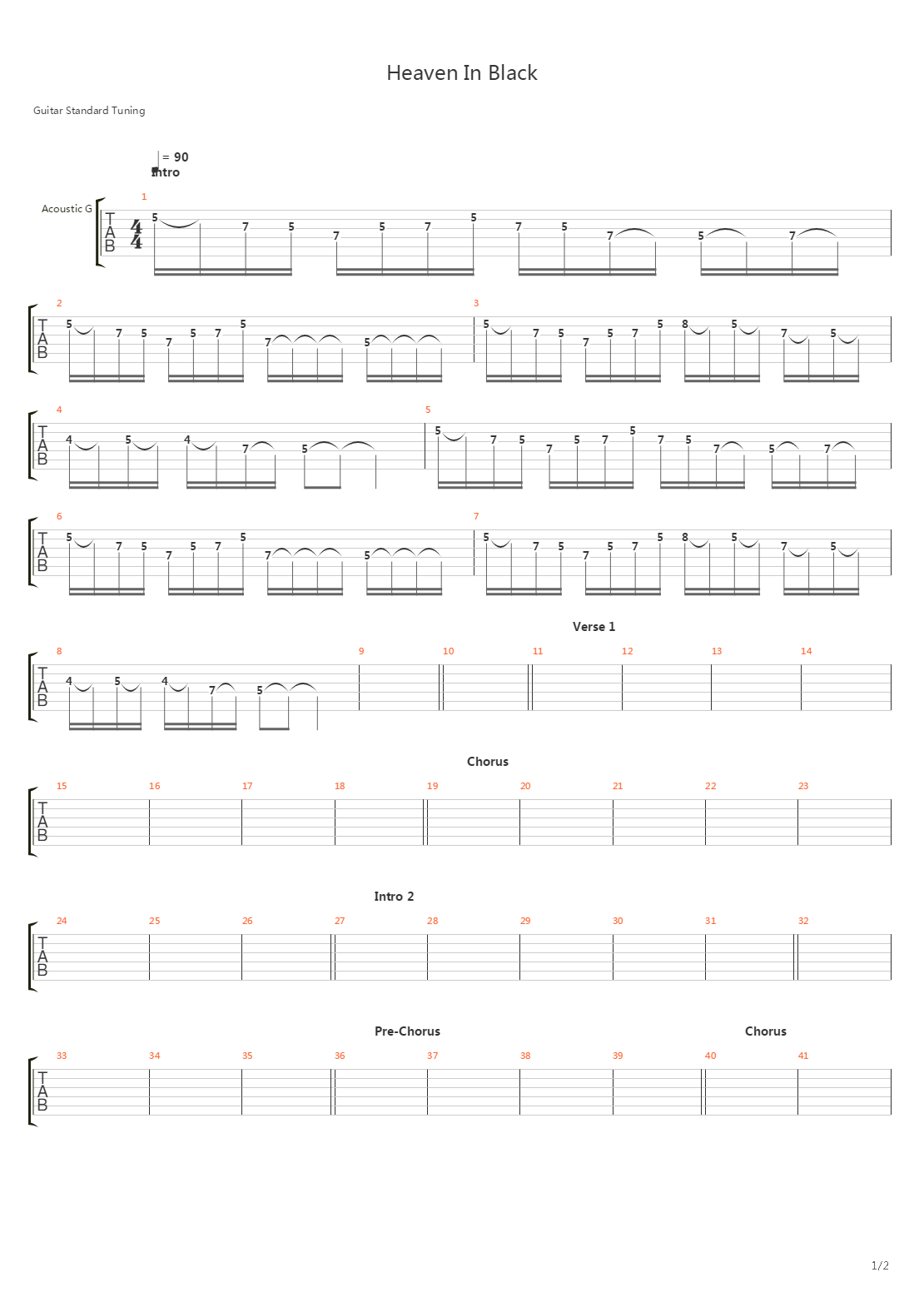Heaven In Black吉他谱